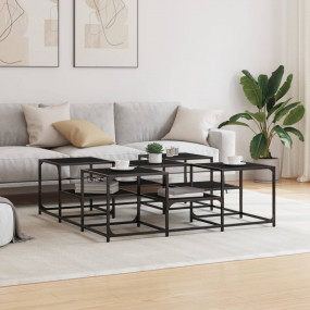 Coffee Table Black Engineered wood, metal Large Adjusta...