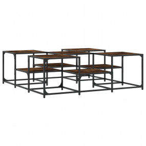 Coffee Table Smoked Oak Engineered Wood Large Adjustabl...