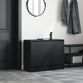 Shoe Cabinet Black Engineered Wood Small Modern Shoe Ca...
