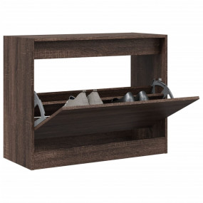Shoe Cabinet Brown Oak Engineered Wood Compact Shoe Cab...