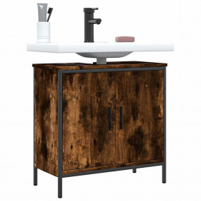 Bathroom Sink Cabinet Smoked Oak Engineered Wood Medium