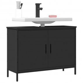 Bathroom Sink Cabinet Black Engineered Wood 31.5 x 11.8...