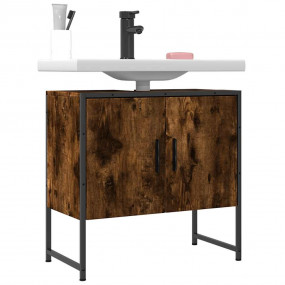 Bathroom Sink Cabinet Smoked Oak Engineered Wood, Powde...