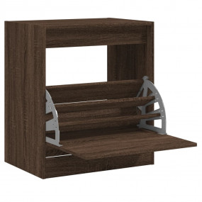 Shoe Cabinet Brown Oak Engineered Wood Compact Shoe Cab...