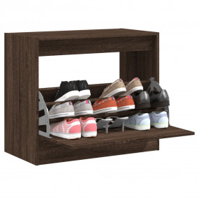 Shoe Cabinet Brown Oak Engineered Wood Compact Shoe Cab...