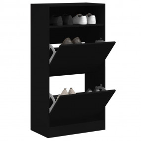 Shoe Cabinet Black Engineered wood Compact Shoe Cabinet
