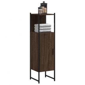Bathroom Cabinet Brown Oak Engineered Wood, Powder-Coat...