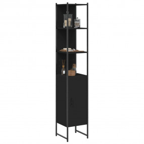 Tall Bathroom Cabinet Black Engineered wood Rectangular