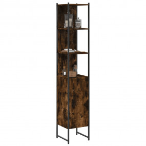 Bathroom Cabinet Smoked Oak Engineered Wood, Powder-Coa...