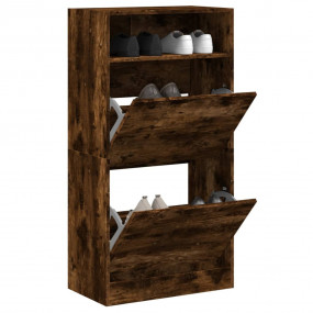 Shoe Cabinet Smoked Oak Engineered Wood Shoe Cabinet Re...
