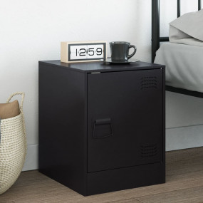 Bedside Cabinet Black Cold-rolled steel Medium Bedside ...