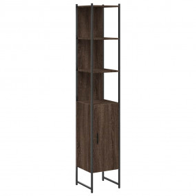 Bathroom Cabinet Brown Oak Engineered wood Tall and Sli...