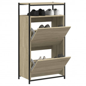 Shoe Cabinet Sonoma oak Engineered wood Compact Shoe Ca...