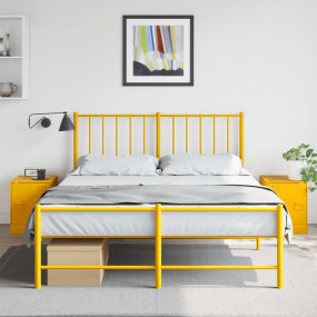 Bedside Cabinet Set of 2 Mustard Yellow Cold-Rolled Ste...