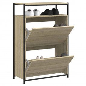 Shoe Cabinet Sonoma Oak Engineered Wood Compact Shoe Ca...