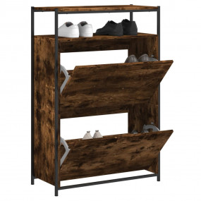 Shoe Cabinet Smoked Oak Engineered wood Compact Shoe Ca...