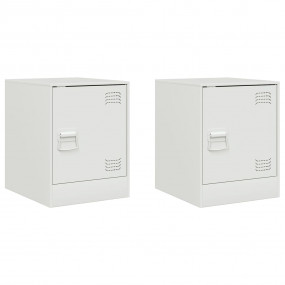 Bedside Cabinet Set of 2 White Cold-rolled steel Standa...