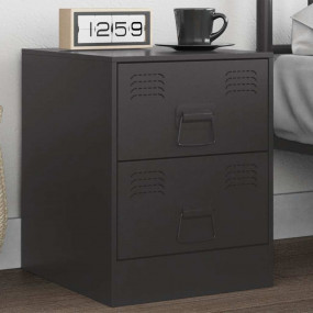 Bedside Cabinet Black Steel Medium Bedside Cabinet Rect...