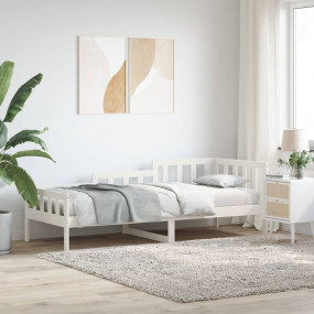 Day Bed White Solid Pine Wood Single