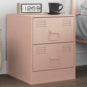 Bedside Cabinet Pink Steel Medium Bedside Cabinet Recta...