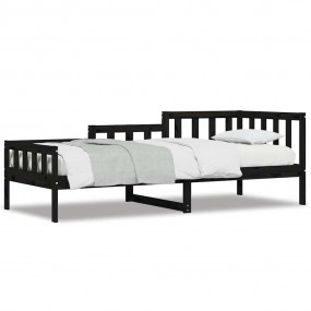 Day Bed Black Solid Pine Wood 80.1 in x 34.6 in x 27.0 ...