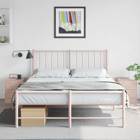 Bedside Cabinet Set of 2 Pink Steel Compact Bedside Cab...