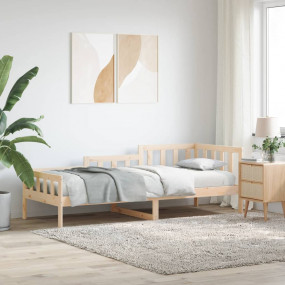 Day Bed Natural wood Solid Pine Wood Single Day Bed Rec...