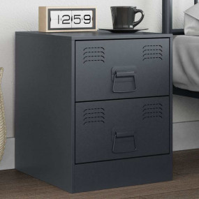 Bedside Cabinet Anthracite Steel Bedside Cabinet Rectan...