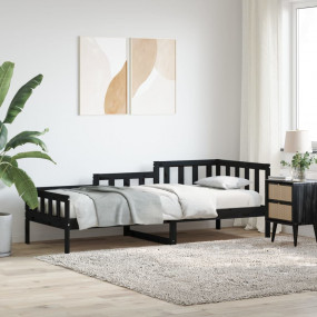 Day Bed Black Solid pine wood Twin Day Bed Rectangular ...