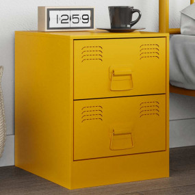 Bedside Cabinet Yellow Steel 13.6 x 15.4 x 17.3 in