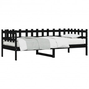 Day Bed Black Solid Pine Wood 80 x 79 in