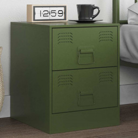 Bedside Cabinet Green Steel 13.6x15.4x17.3 in Bedside C...