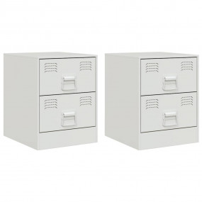 Bedside Cabinet Set of 2 White Cold-rolled steel Medium...