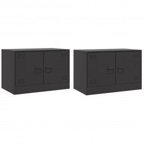 TV Cabinet Set of 2 Black Cold-rolled steel Medium TV C...