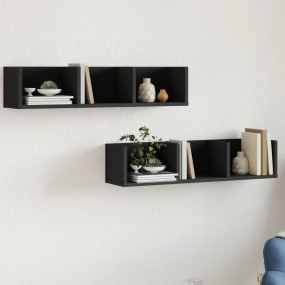 Wall Cabinets Set of 2 Black Engineered wood Medium