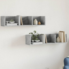 Wall Cabinets Set of 2 Concrete Gray Engineered Wood