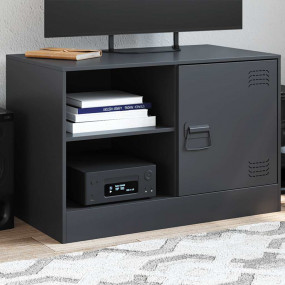 TV Cabinet Black Cold-rolled steel 26.4 x 15.4 x 17.3 i...