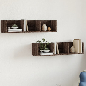 Wall Cabinets Set of 2 Brown oak Engineered wood Hangin...