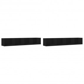 Wall Cabinets Set of 2 Black Engineered wood Medium