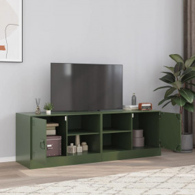 TV Cabinet Set of 2 Olive Green Cold-Rolled Steel Mediu...