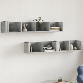 Wall Cabinets Set of 2 Concrete grey Engineered wood Me...
