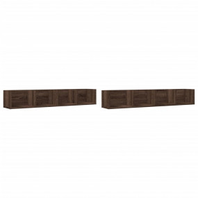Wall Cabinets Set of 2 Brown Oak Engineered wood 39 x 7...