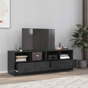 TV Cabinet Set of 2 Black Cold-rolled steel 26.4x15.4x1...