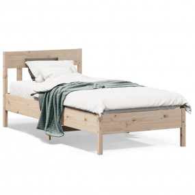Bed Frame Natural Wood Solid Pine Wood, Plywood Slats S...