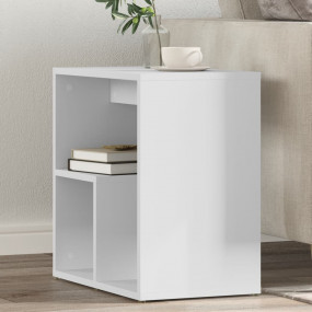 Side Table White Engineered wood Small Side Table Recta...