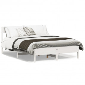 Bed Frame White Solid pine wood Double Sturdy Bed Frame