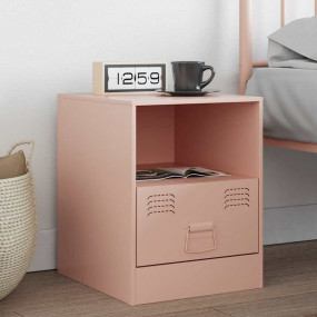Bedside Cabinet Pink Cold-rolled steel Small Bedside Ca...
