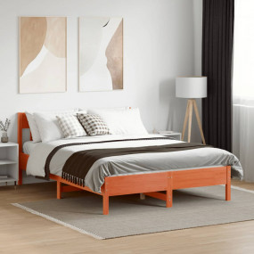 Bed Frame Wax brown Solid pine wood, Plywood (slats) Sm...