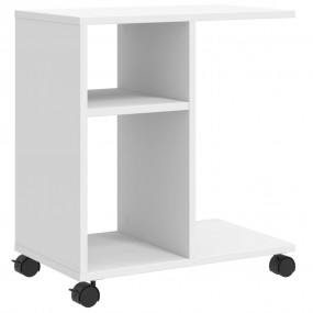 Side Table White Engineered wood Small Side Table Recta...