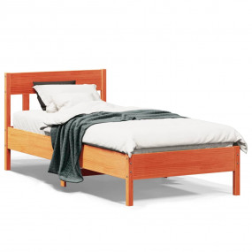 Bed Frame Wax brown Solid pine wood Small Single Bed Fr...